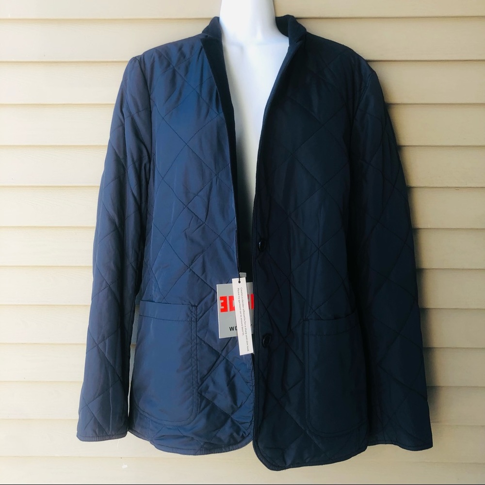 EDGE by WD * NY Warren Donner Reversible Medium Navy Quilted Button Down Jacket